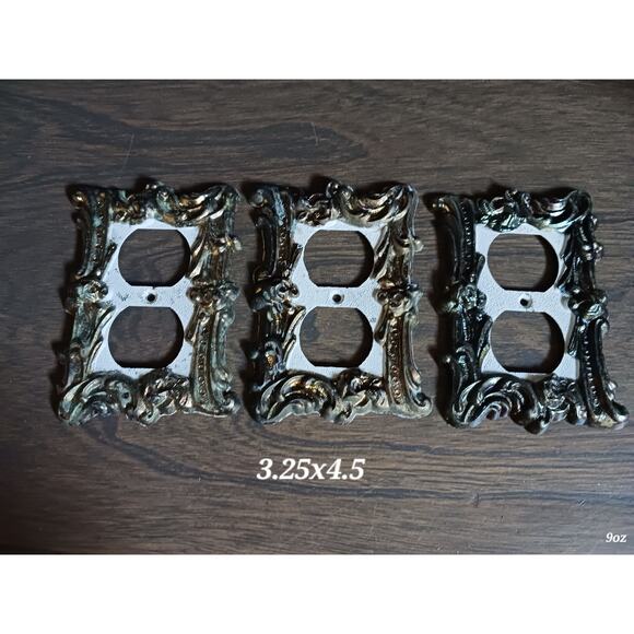 Vintage Brass Ornate Outlet Plates Set of 3 - Picture 1 of 4